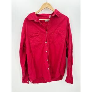 Levi's Jeans Red Jean Button Down Cotton Denim Work Shirt Thick Men Size Large